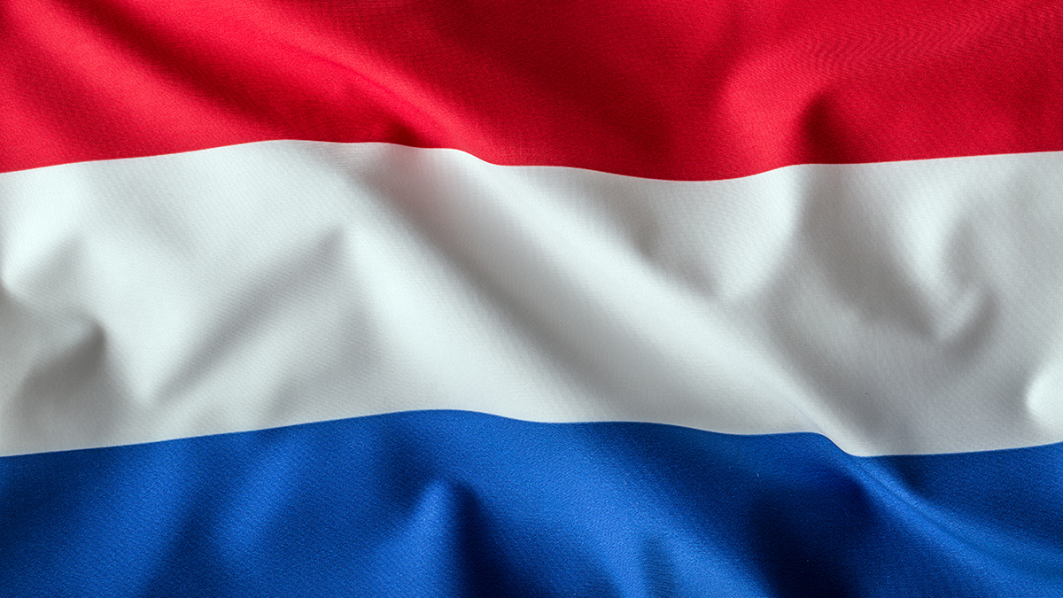 Netherlands flag waving in the wind. Holland flag. Dutch flag.